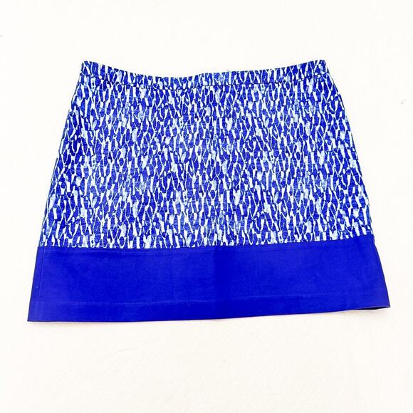 Michael Kors Reflected Water Printed Graphic Skirt Blue Size 14 Mint - Picture 1 of 6